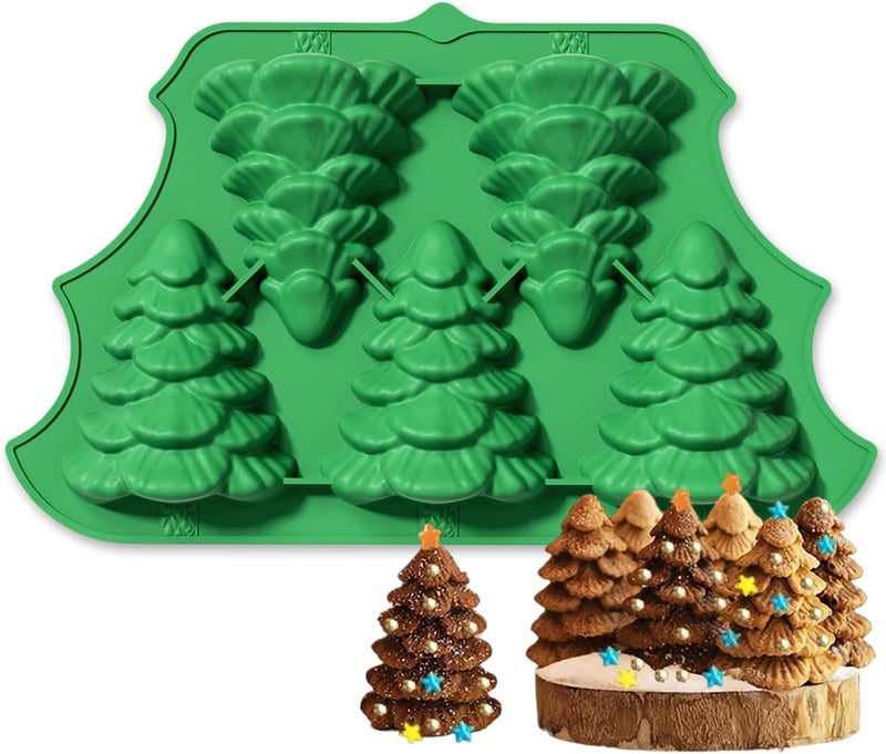Mtruil 1 Pcs Christmas Silicone Molds Chocolate Candy Moulds 3D Christmas Tree Shape Mold Candy for Chocolate Gummy Soap Jelly Wax Melt Ice Cubes Cake Decorations - Image 1